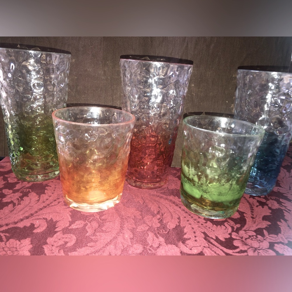 Clear & Jewel toned heavy duty plastic glasses. Great for outside use.
